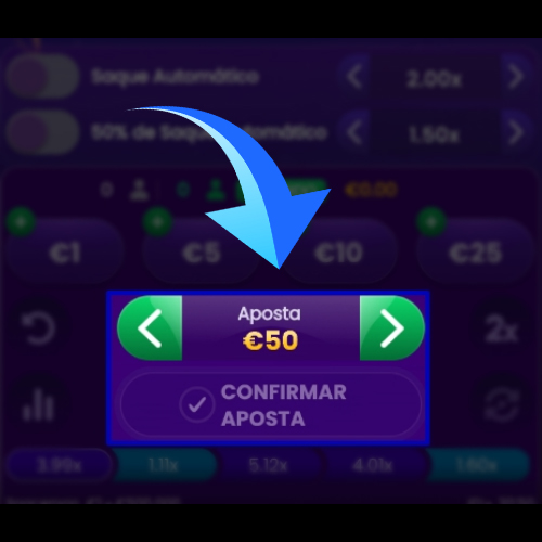 Digite o valor da aposta e confirme-o
