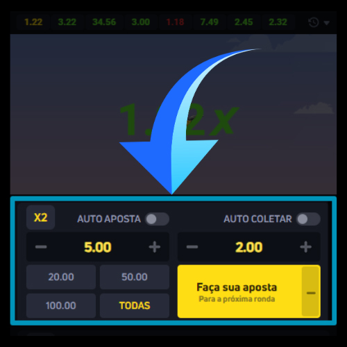 Configurar uma aposta e confirmá-la