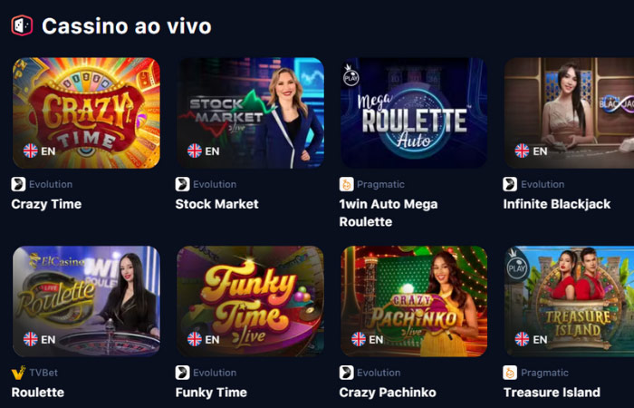 1win Jogos com crupiês ao vivo