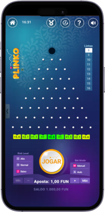 Jogo móvel Plinko