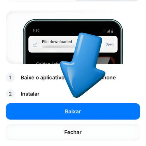 Instrução Iniciar o download